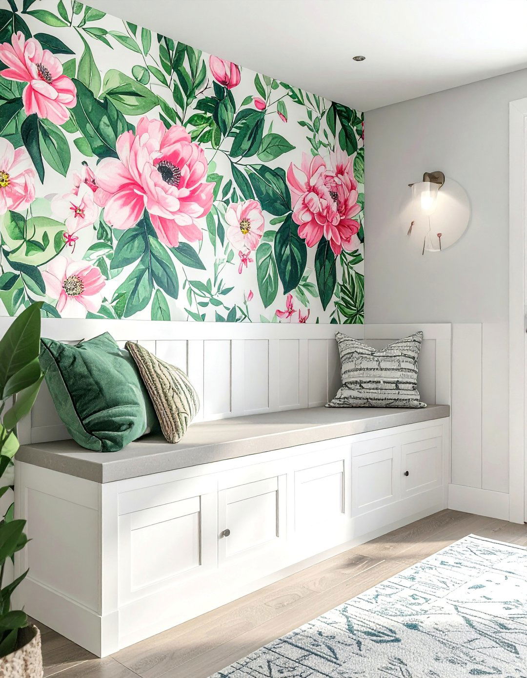 Mudroom with a Colorful and Cheerful Accent Wall - 40 Mudroom Ideas to Keep Your Home Organized