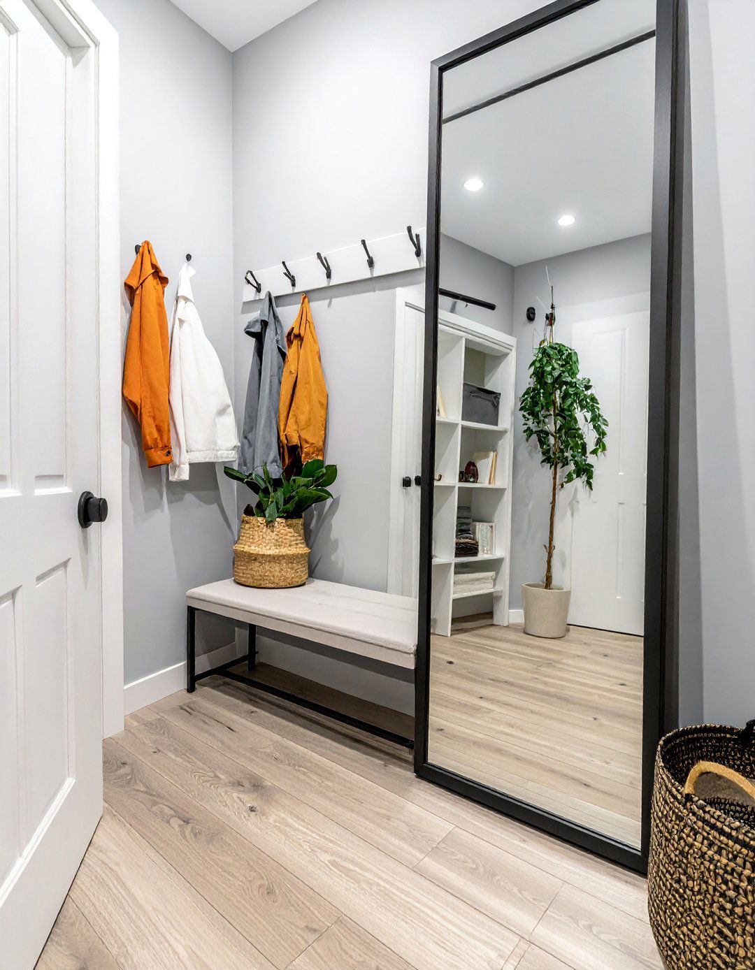 Mudroom with a Full Length Mirror - 40 Mudroom Ideas to Keep Your Home Organized
