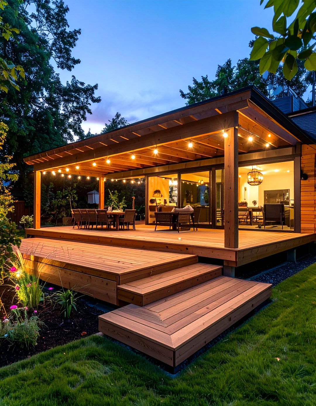 Multi Level Cedar Deck with Pergola