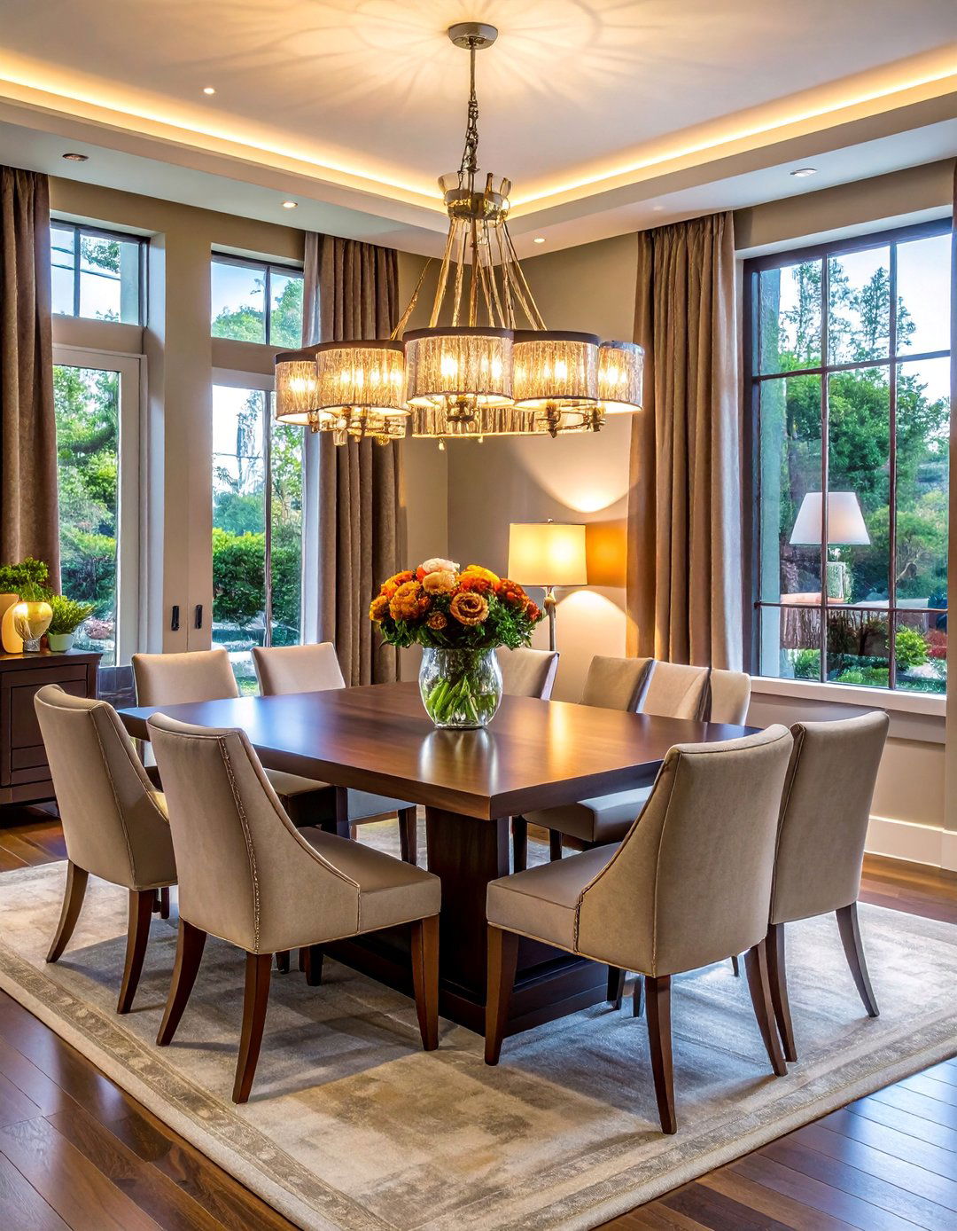 Multi Level Lighting with Dimmer Controls - 40 Luxurious Dining Room Ideas for Elegant Entertaining
