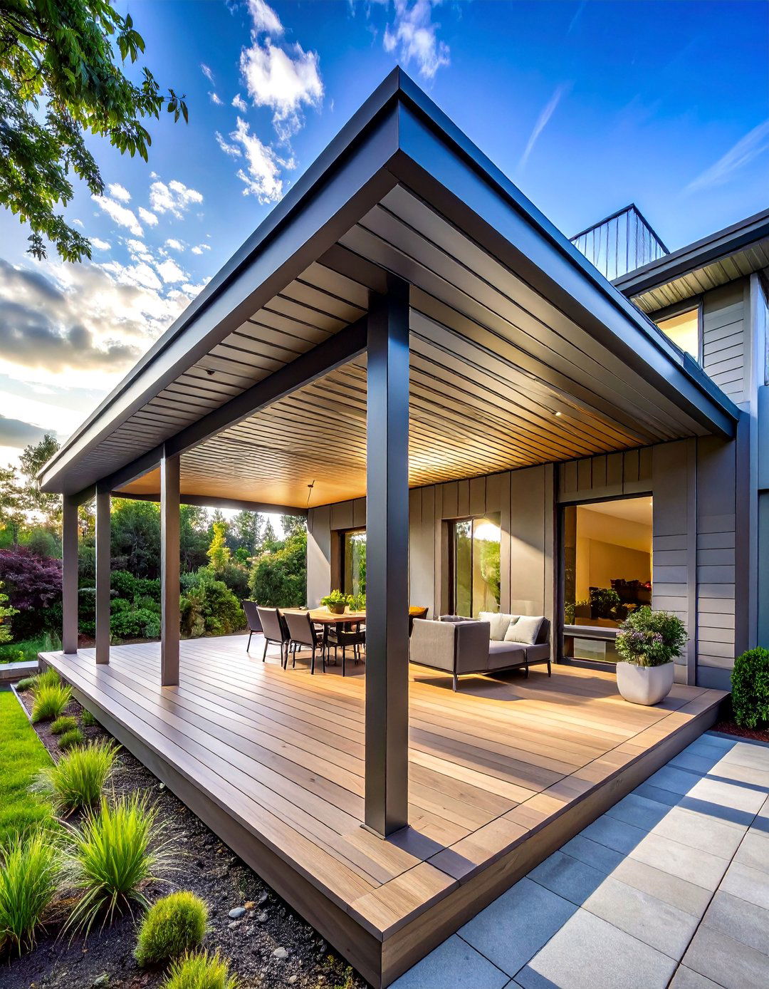 Multi Level Metal Roof Porch System - 30 Metal Roof Porch Design Ideas for Durability