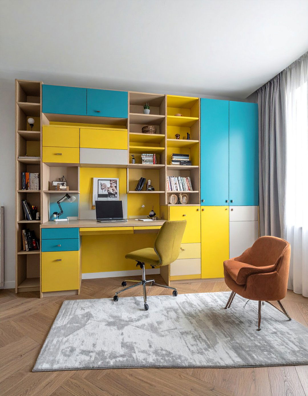 Multi Level Storage Desk System - 40 Bedroom Office Ideas for a Productive Space