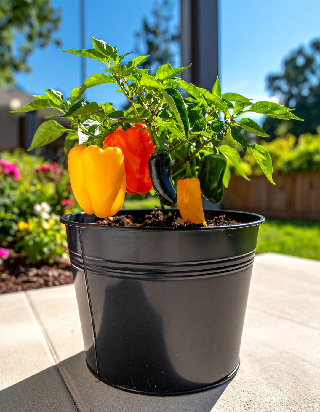 Multi Variety Pepper Bucket - 20 Bucket Garden Ideas for Creative Small Spaces