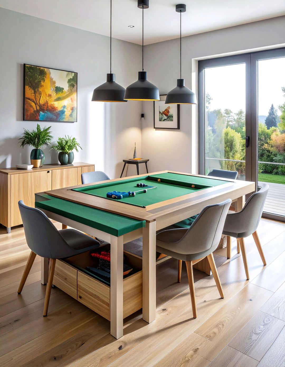 Multifunctional Game Table Setup - 25 Small Game Room Ideas for Fun and Functionality