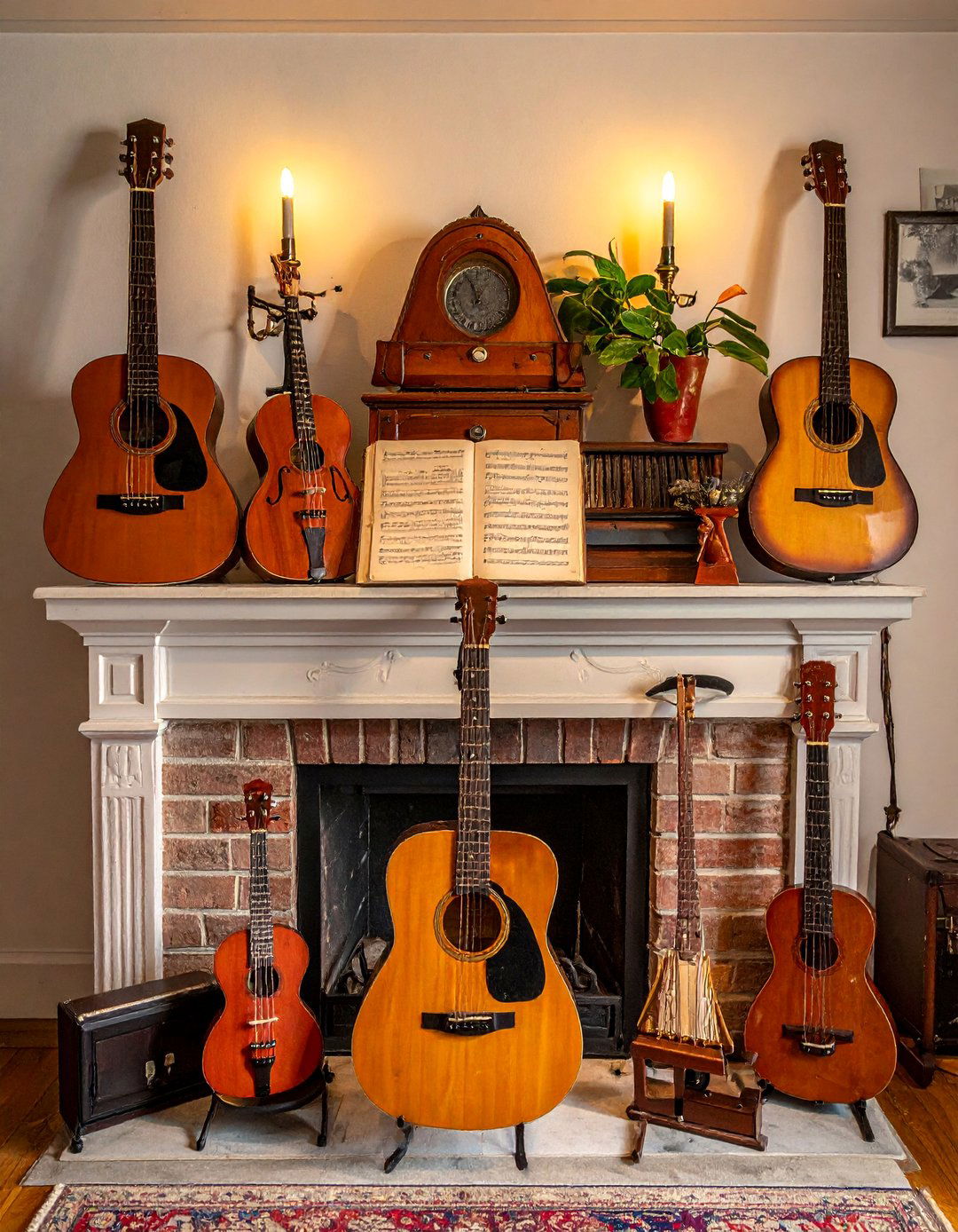 Musical Instrument Display - 40 Stylish Mantel Decor Ideas for Every Season