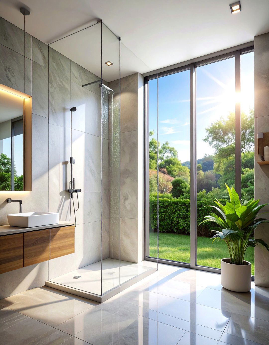 Narrow Vertical Accents - 30 Shower Window Ideas to Brighten Up Your Bathroom