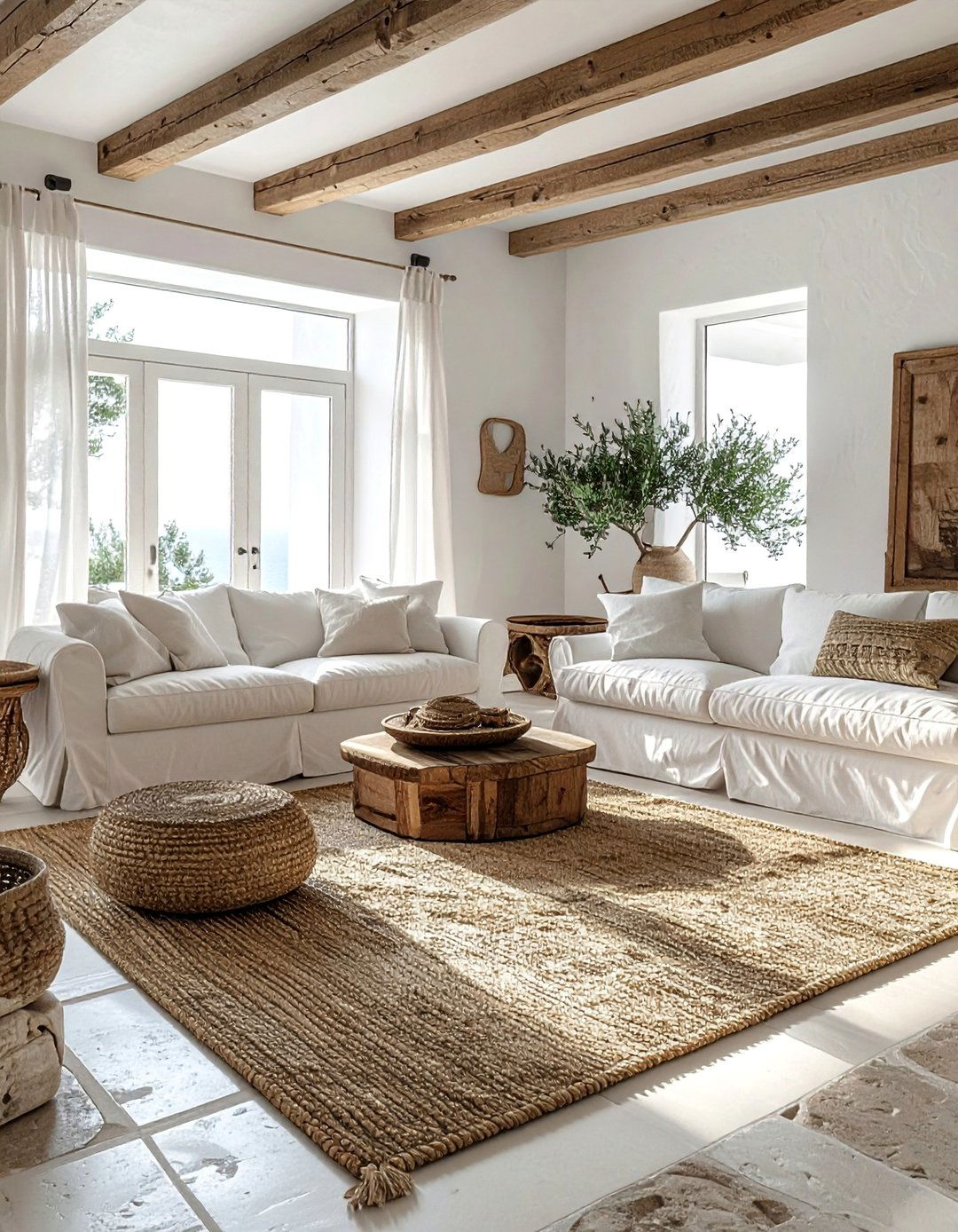 Natural Fiber Textiles - 20 Greek Style Home Ideas for a Mediterranean Vibe
