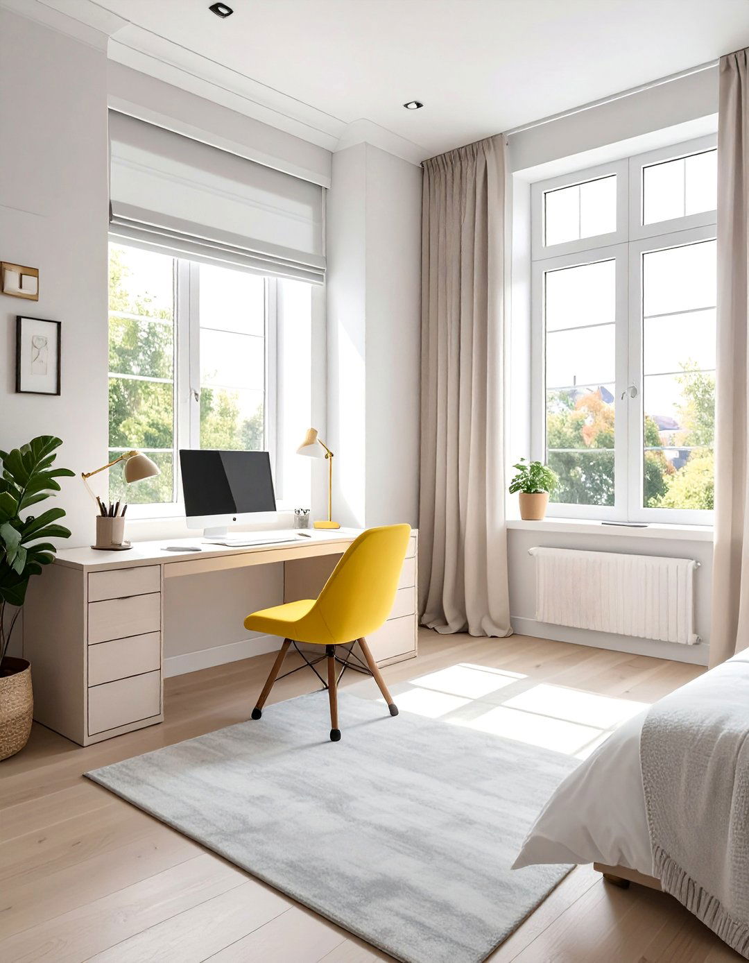 Natural Light Maximizing Setup - 40 Bedroom Office Ideas for a Productive Space