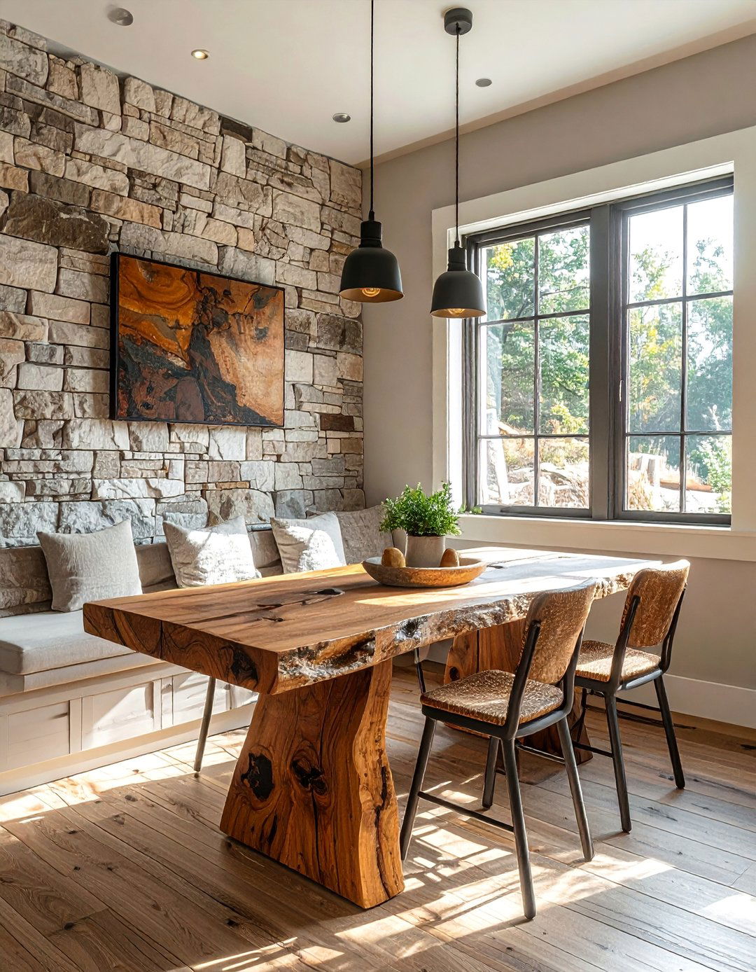 Natural Materials Emphasis - 25 Corner Breakfast Nook Ideas for a Charming Dining Spot