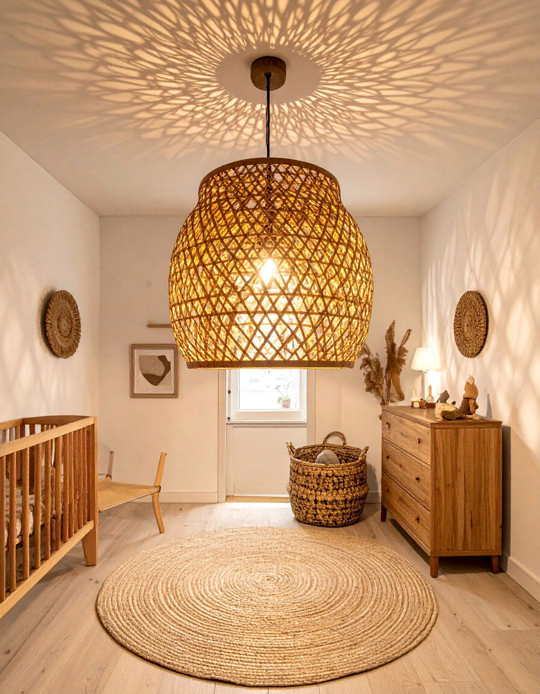 Natural Rattan Light Fixture - 25 Safari Nursery Decor Ideas for a Wild Theme