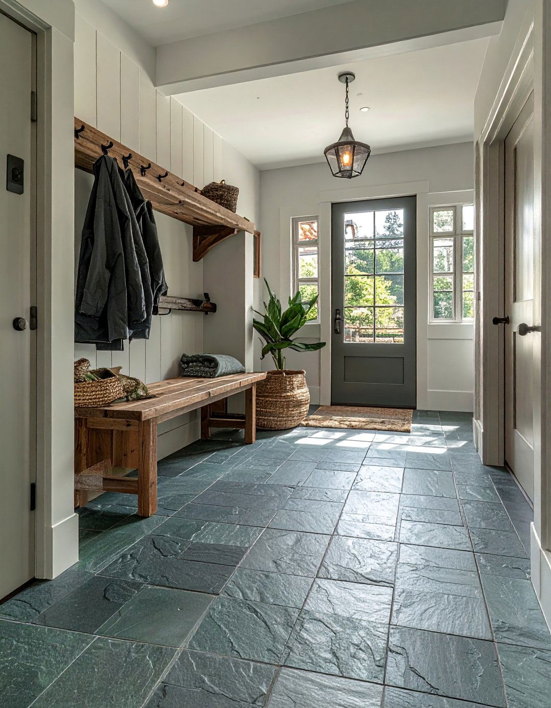 Natural Slate Tile Flooring - 40 Farmhouse Flooring Ideas to Enhance Your Home's Charm
