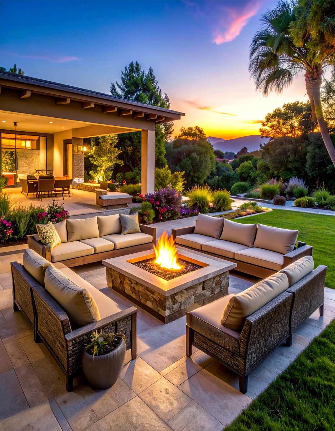 Natural Stone Fire Pit Areas - 30 Luxury Garden Design Ideas for a Stunning Outdoor Space