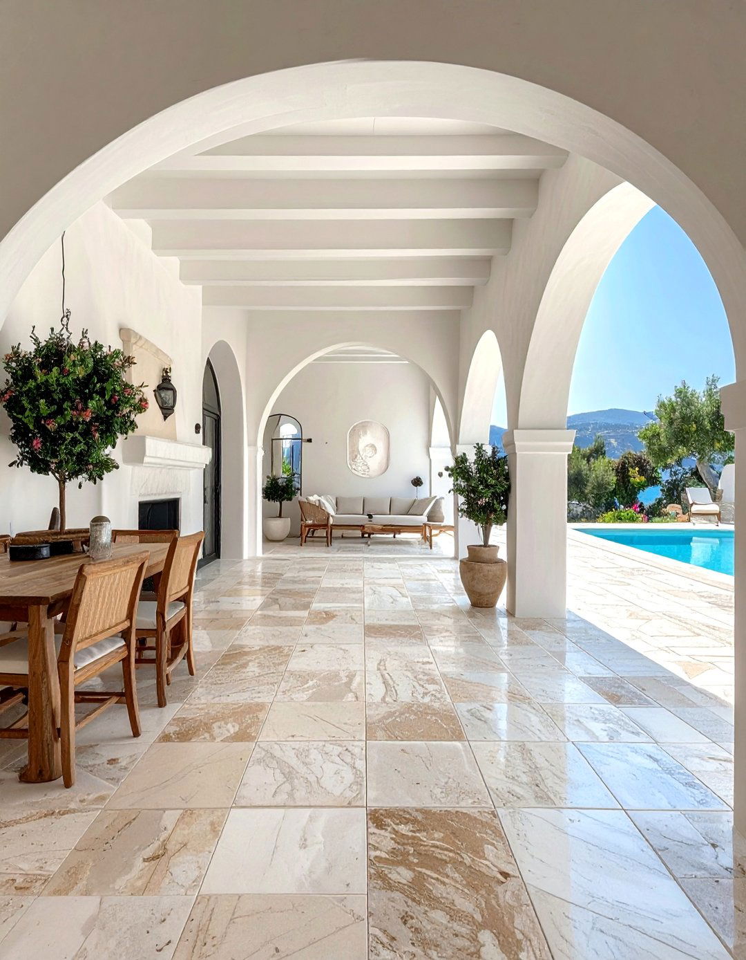 Natural Stone Flooring - 20 Greek Style Home Ideas for a Mediterranean Vibe