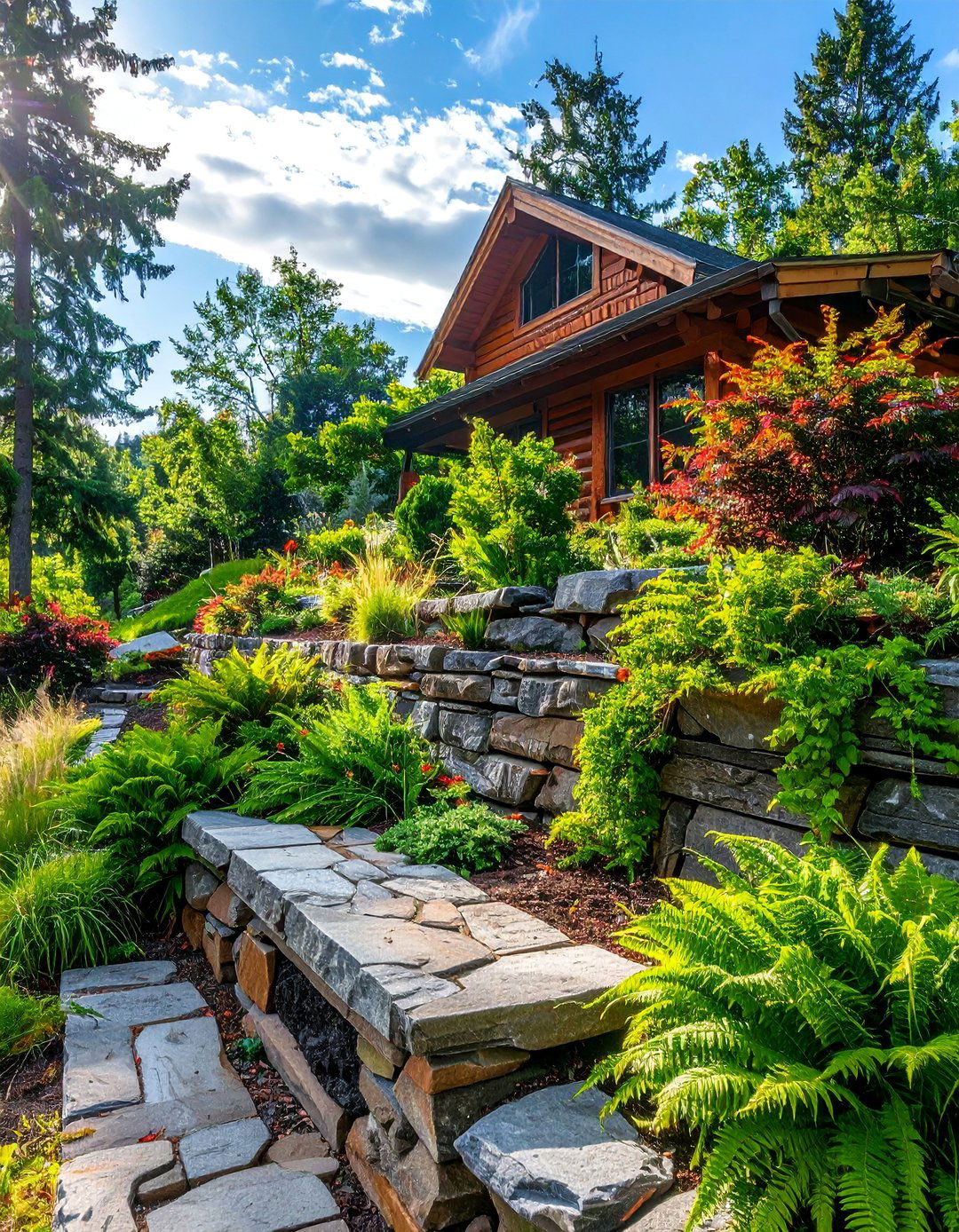 Natural Stone Retaining Walls - 25 Log Cabin Landscaping Ideas for Rustic Appeal