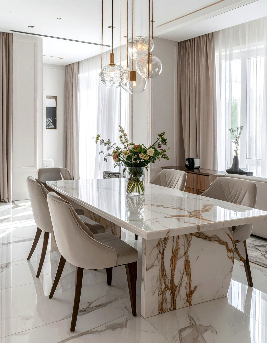 Natural Stone Tabletops - 40 Dining Room Decor Ideas to Elevate Your Meals
