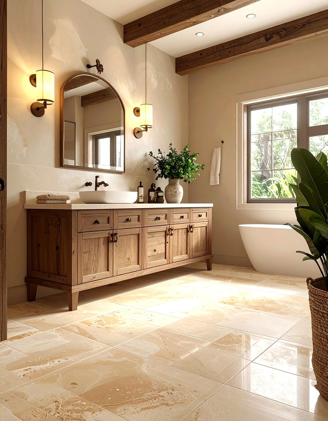 Natural Stone Travertine Powder Room Floor Tile - 25 Powder Room Floor Tile Ideas for a Stunning Look