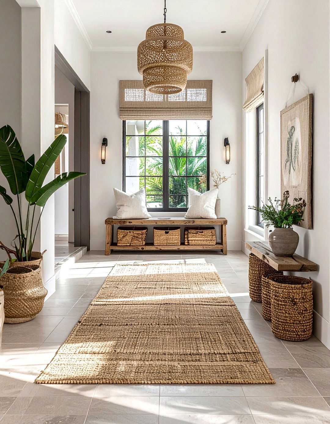 Natural Texture Layering - 50 Foyer Decor Ideas to Make a Grand First Impression