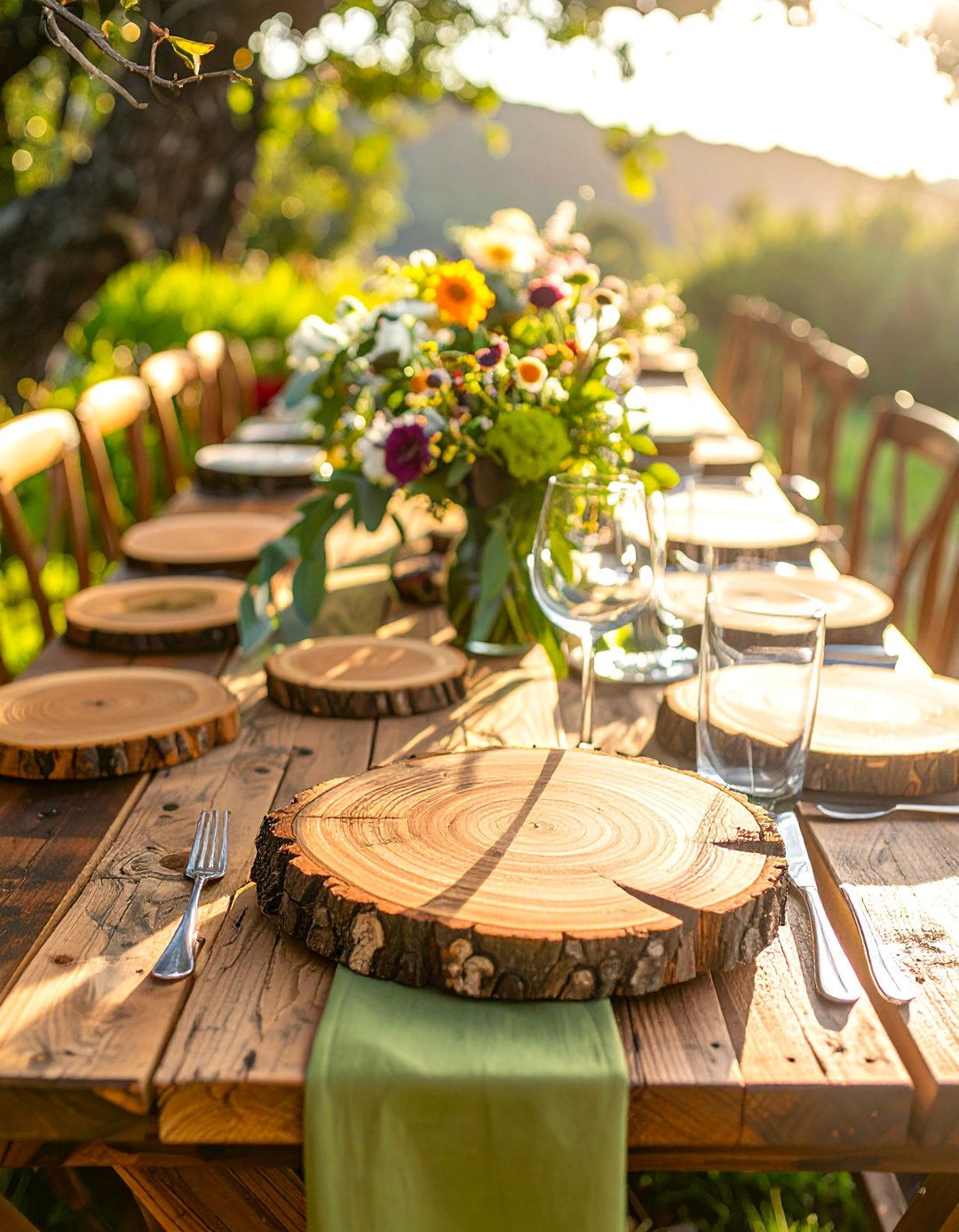 Natural Wood Accent Elements - 30 Wedding Table Decoration Ideas for a Dreamy Setup