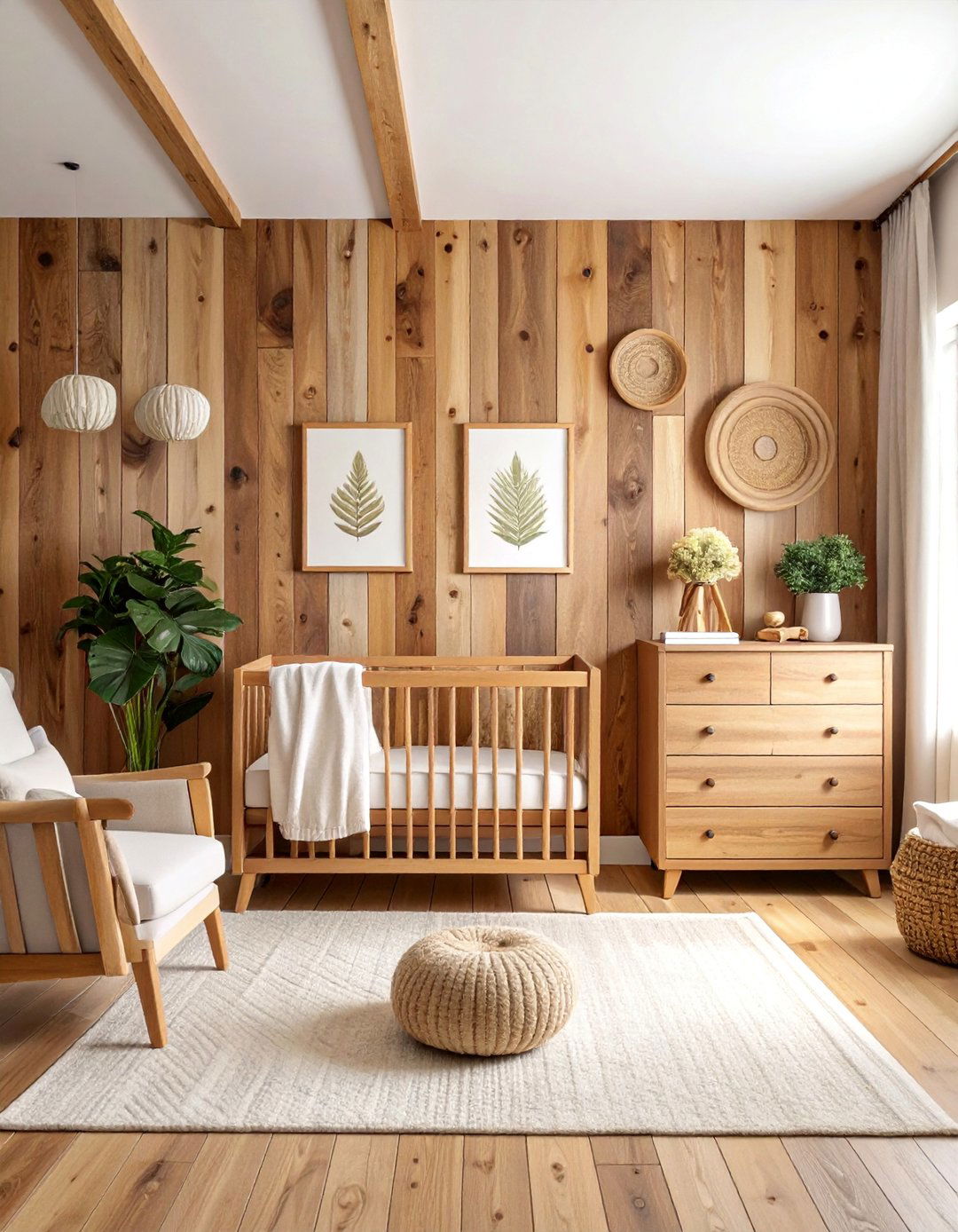 Natural Wood Elements Nursery - 20 Nature Themed Nursery Ideas for a Serene Space