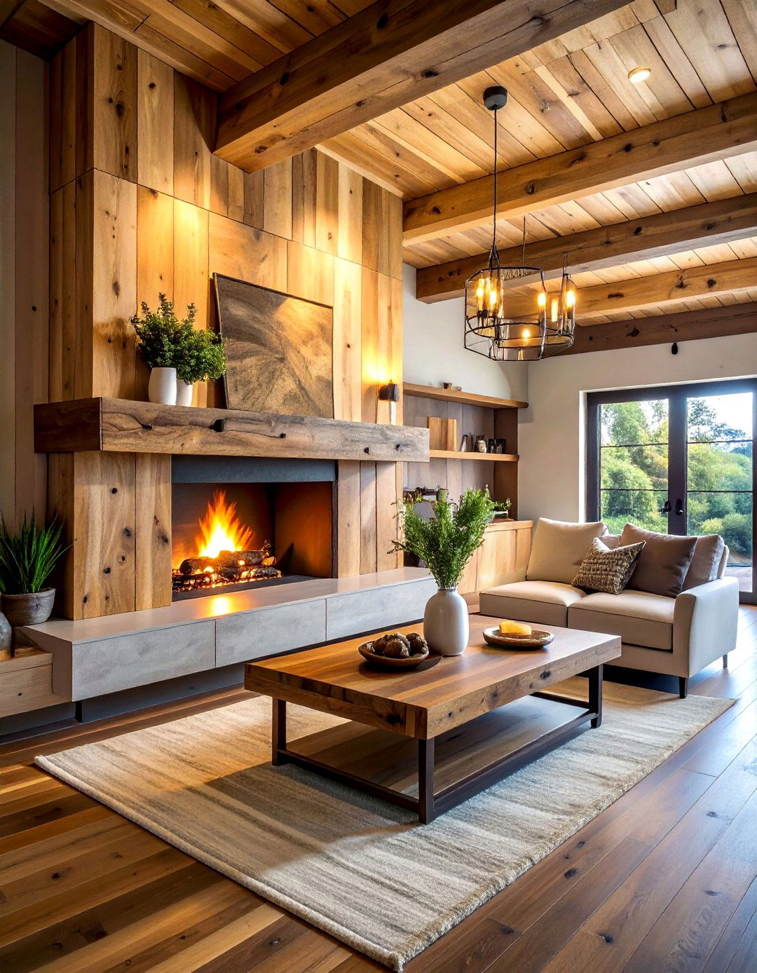 Natural Wood Mantel Combinations - 40 Modern Fireplace Ideas to Warm Up Your Home