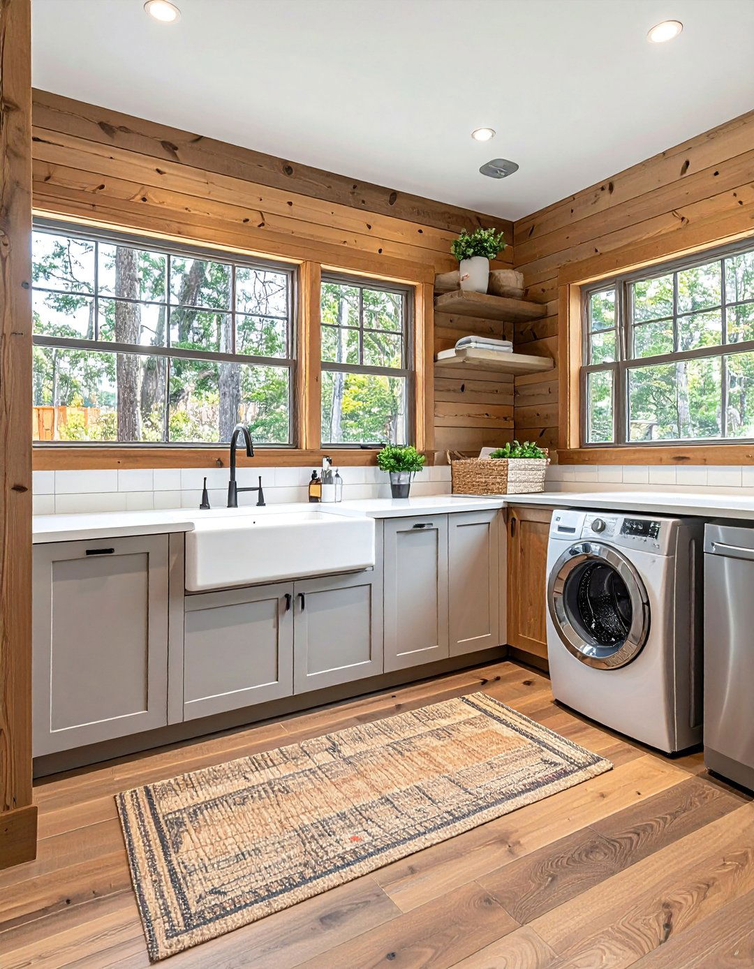 Natural Wood Shiplap Laundry Room - 20 Shiplap Laundry Room Ideas for a Cozy Feel