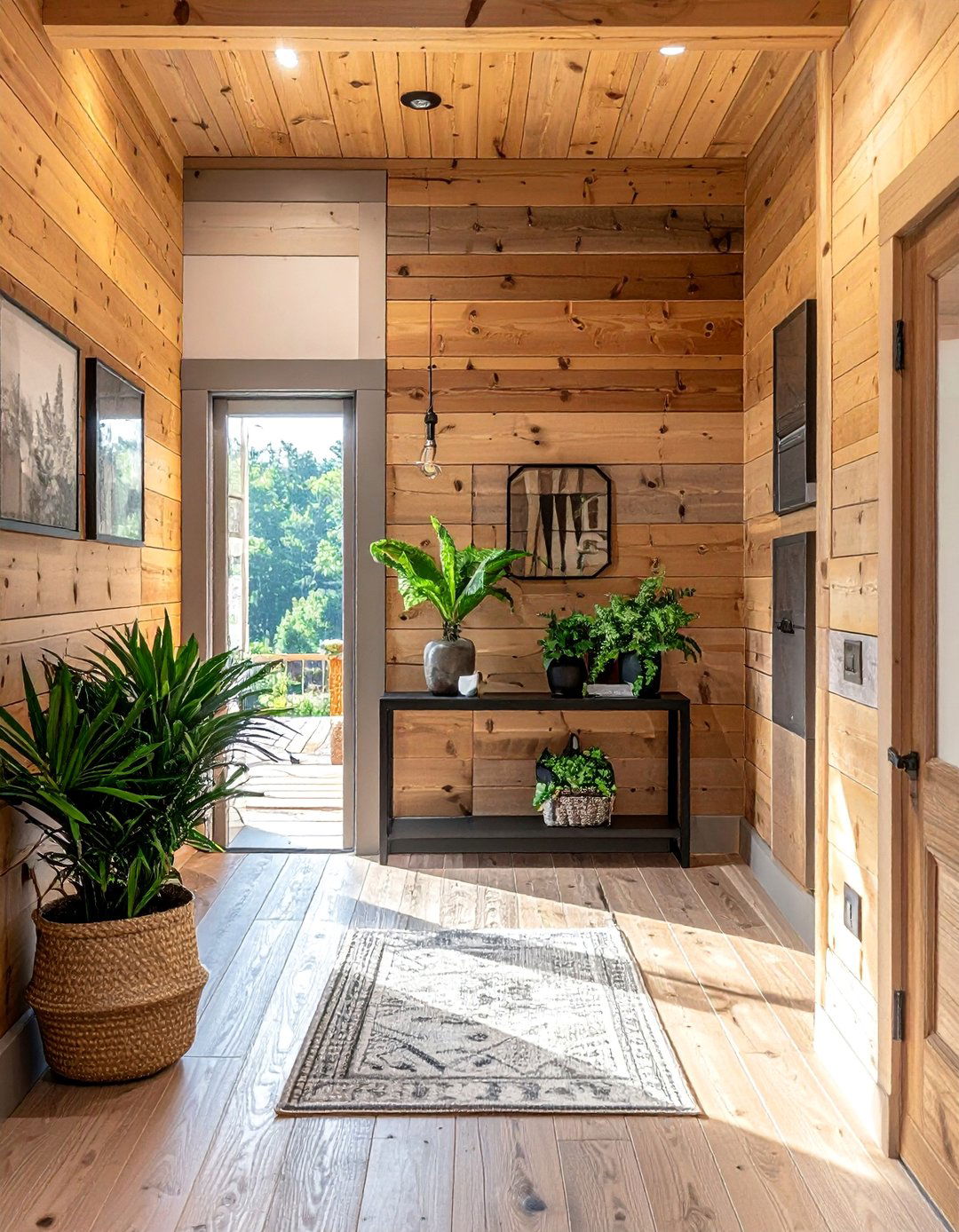 Natural Wood Shiplap Wall Entryway - 25 Shiplap Wall Entryway Ideas to Welcome Guests