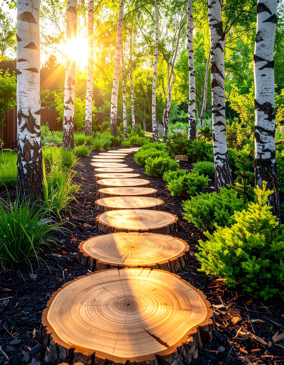 Natural Wood Slice Garden Path - 30 Garden Path Ideas to Enhance Your Outdoor Space