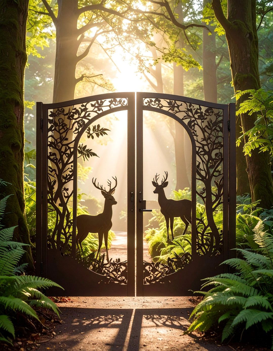 Nature Themed Silhouette Metal Garden Gate - 25 Metal Garden Gate Ideas for a Stylish Entrance