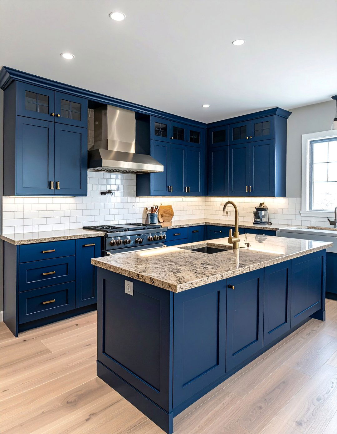 Navy Blue Shaker Cabinets With Tan Brown Granite Countertops - 20 Blue Kitchen Cabinets With Brown Granite Countertops Ideas