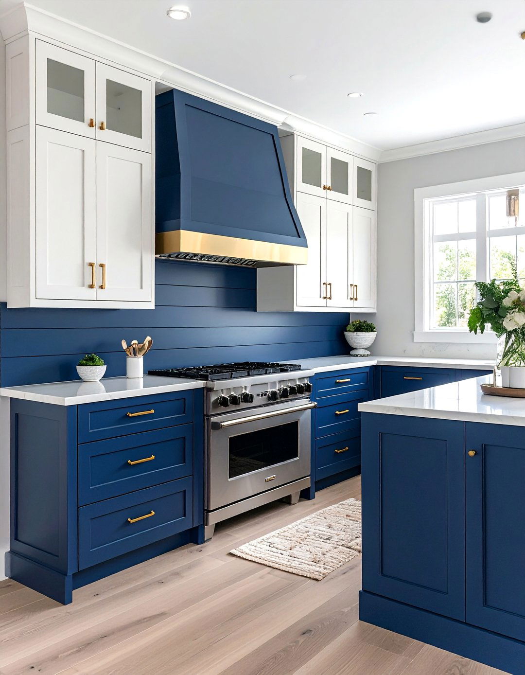 Navy Blue Shiplap Backsplash for a Bold Statement - 30 Shiplap Backsplash Ideas for Your Kitchen Makeover