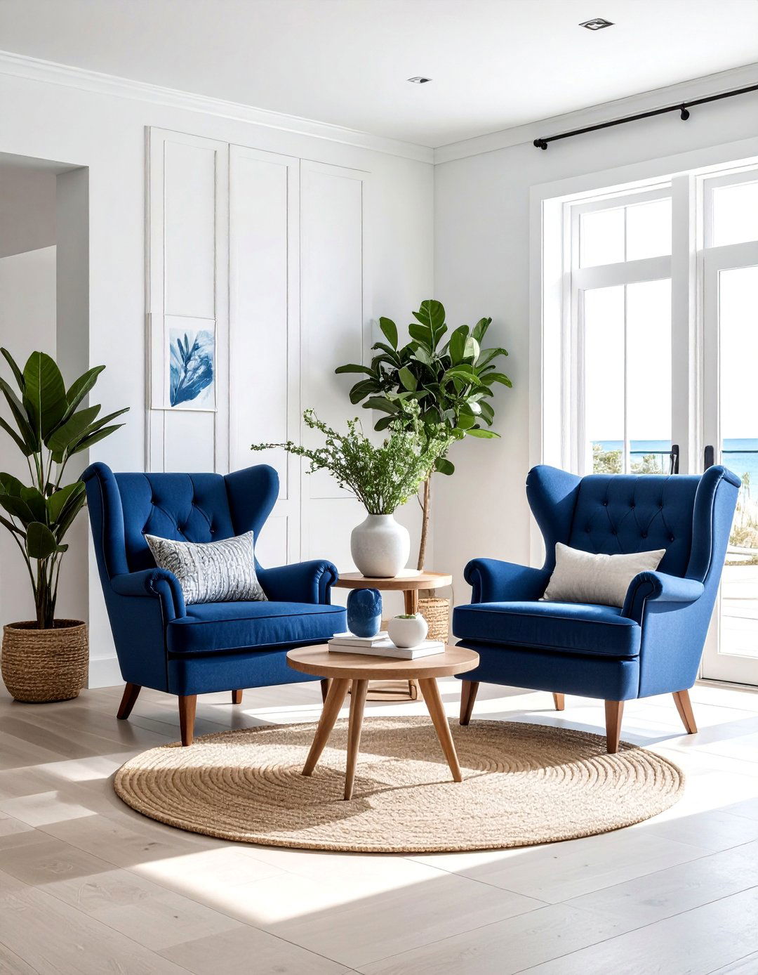 Navy Blue and Crisp White for a Coastal Theme - 25 Navy Blue Living Room Ideas for a Stylish Space