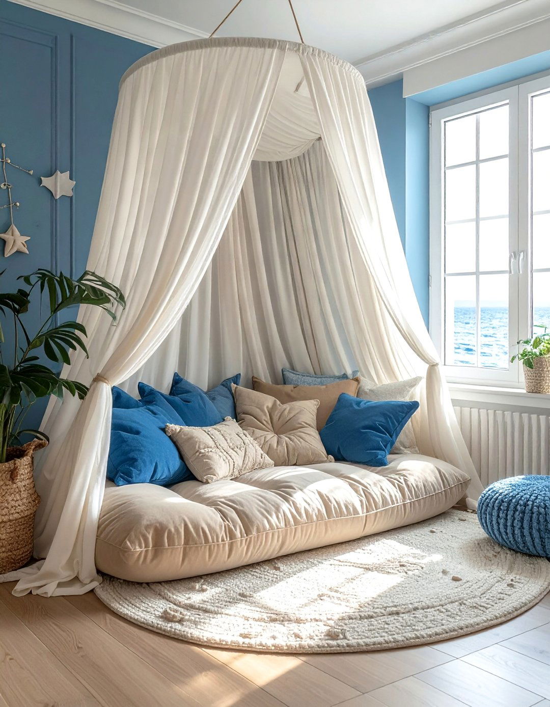 Net Canopy Over Reading Nook - 20 Ocean-themed Nursery Ideas for a Calm and Serene Space