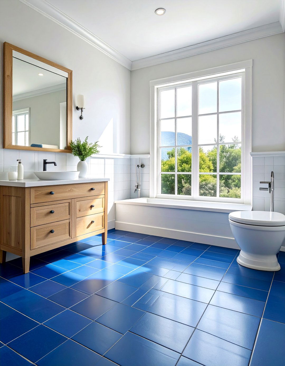 Ocean Blue Glazed Powder Room Floor Tile - 25 Powder Room Floor Tile Ideas for a Stunning Look