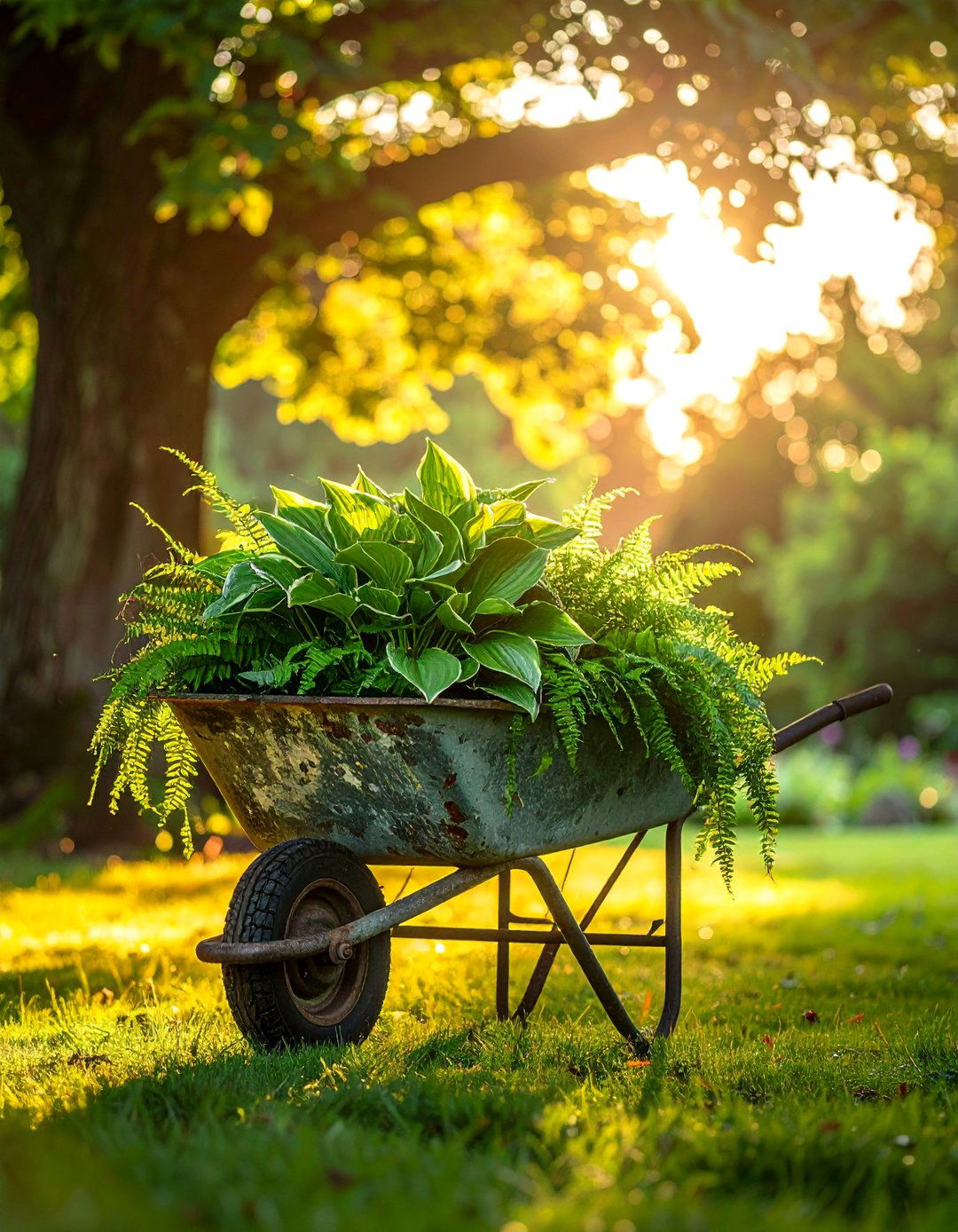 Old Wheelbarrow Shade Garden Planter - 25 Old Wheelbarrow Ideas for Creative Garden Decor