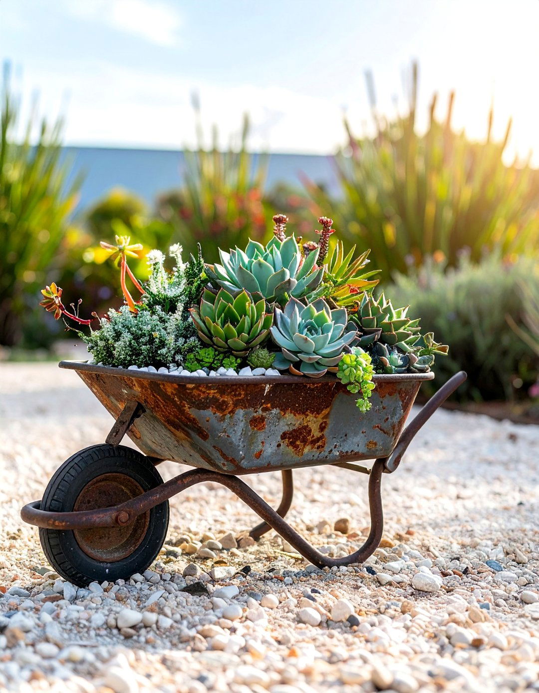 Old Wheelbarrow Succulent Garden - 25 Old Wheelbarrow Ideas for Creative Garden Decor