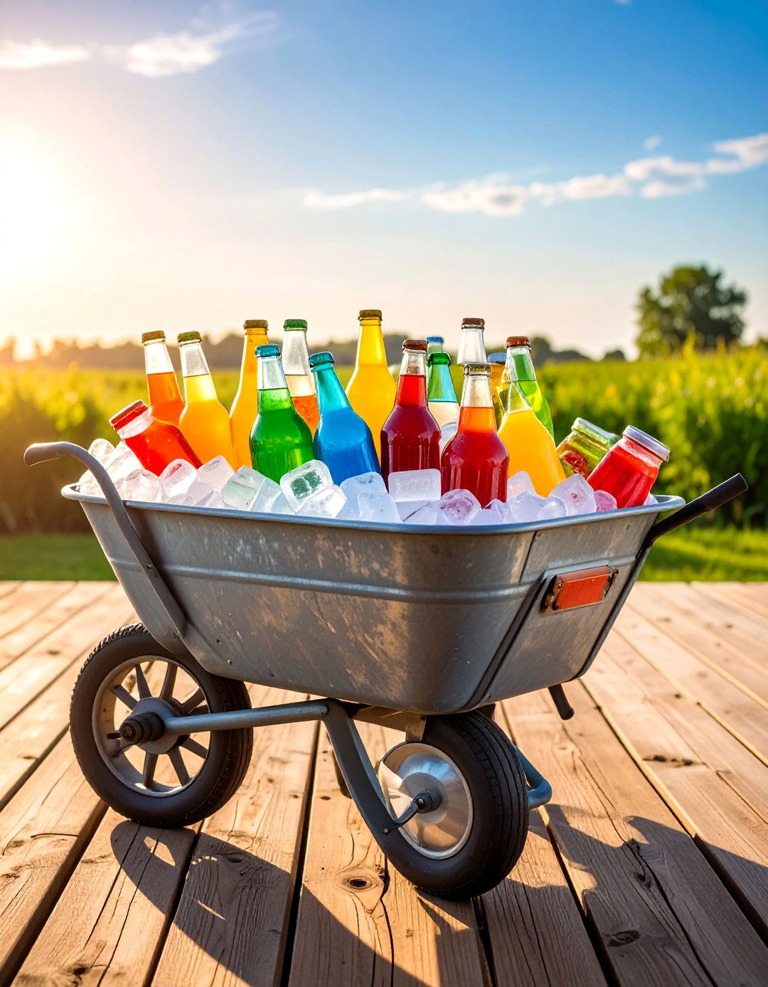 Old Wheelbarrow Transformed into a Drink Cooler - 25 Old Wheelbarrow Ideas for Creative Garden Decor