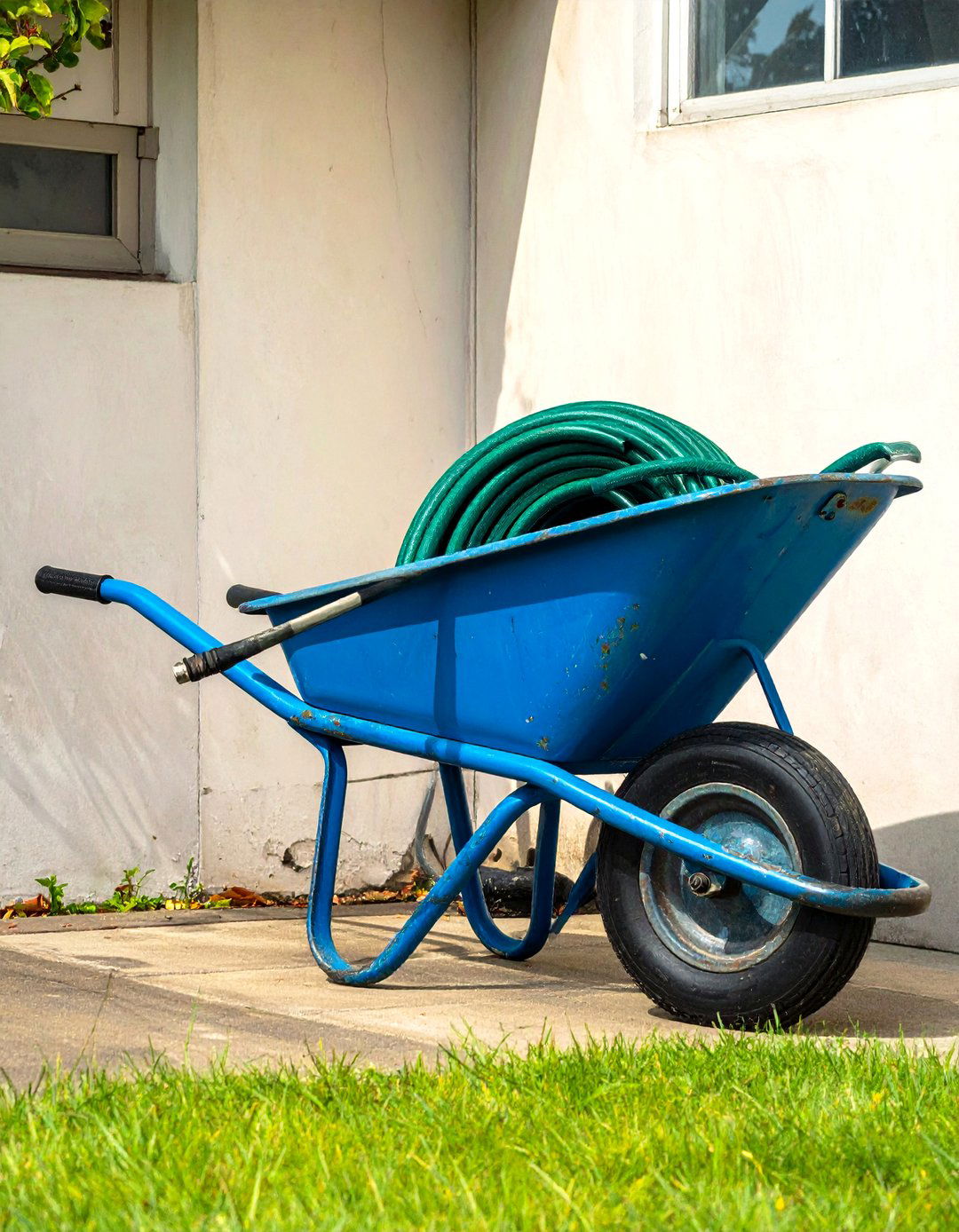 Old Wheelbarrow as a Garden Hose Holder - 25 Old Wheelbarrow Ideas for Creative Garden Decor