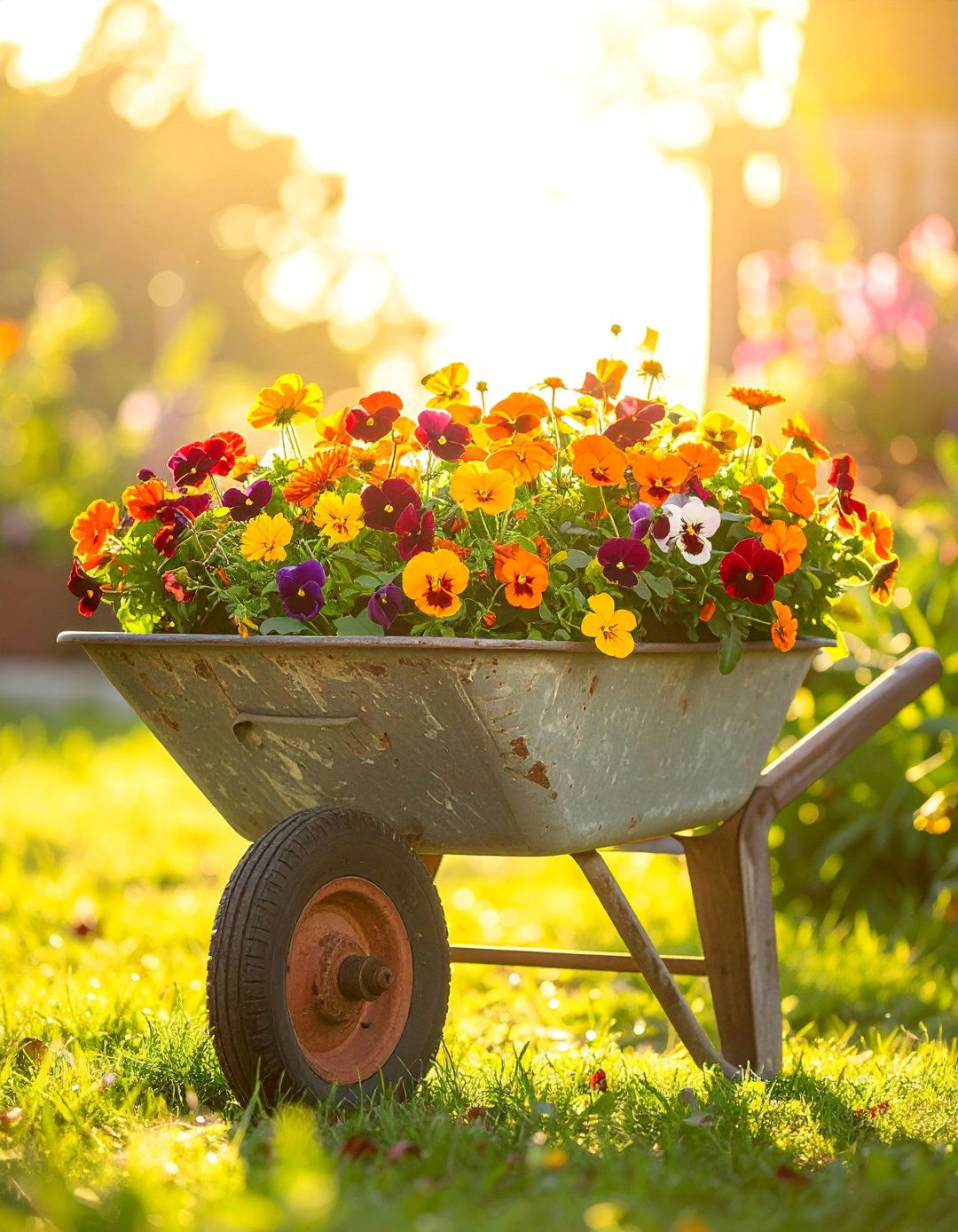 Old Wheelbarrow as an Edible Flower Garden - 25 Old Wheelbarrow Ideas for Creative Garden Decor