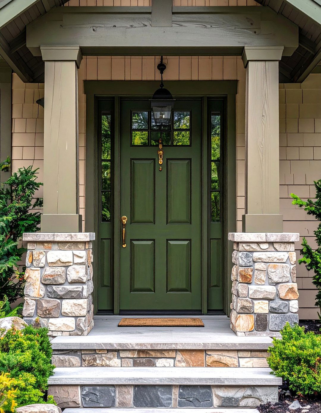 Olive Green Cedar Front Door - 20 Cedar Front Door Colors Ideas to Boost Curb Appeal