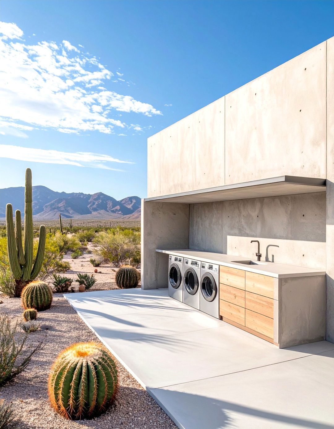Open Air Desert Modernism Laundry Area - 30 Outdoor Laundry Room Ideas for Functionality