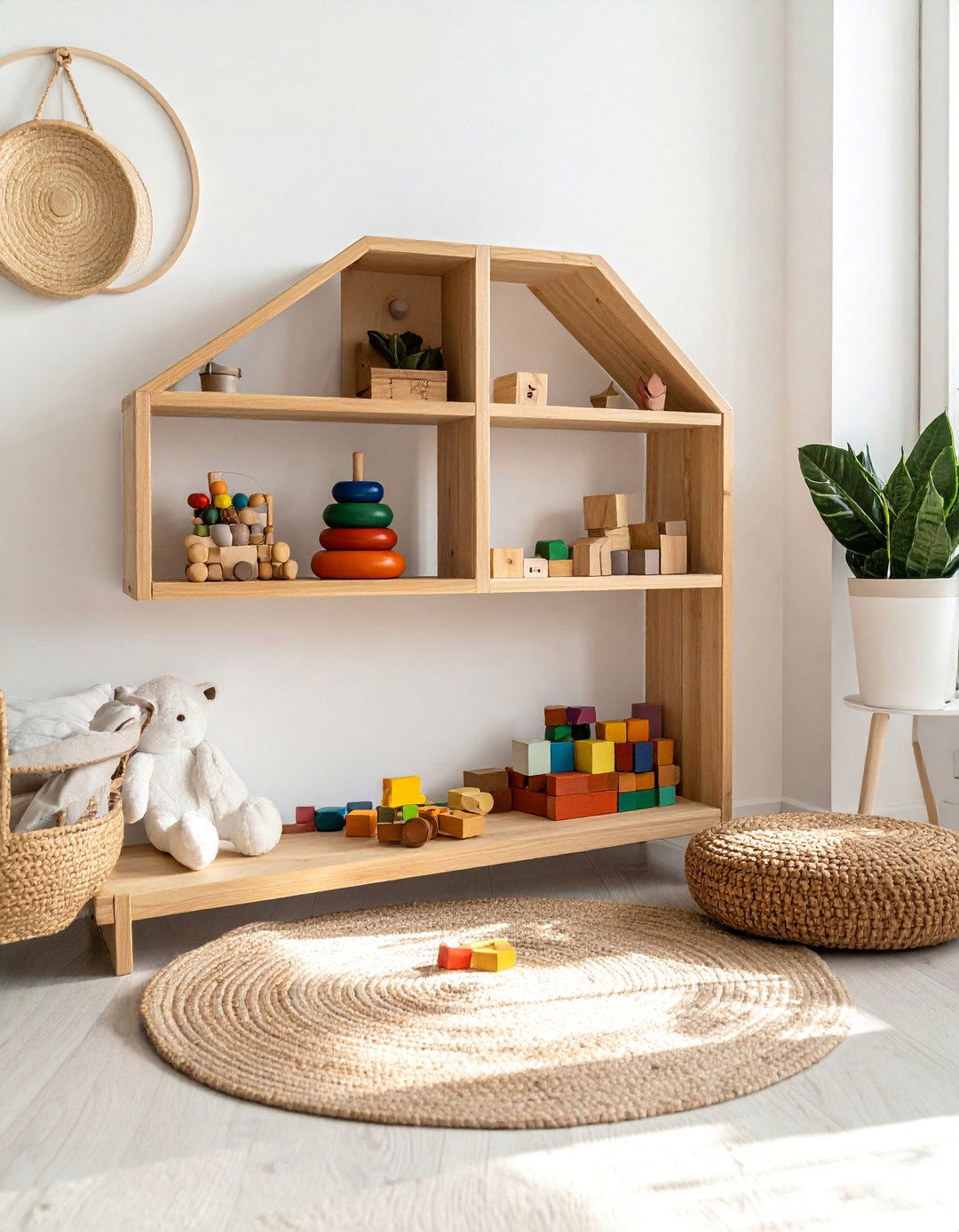Open Shelving for Accessible Toys in a Boho Toddler Room - 20 Boho Toddler Room Ideas for a Chic and Playful Space