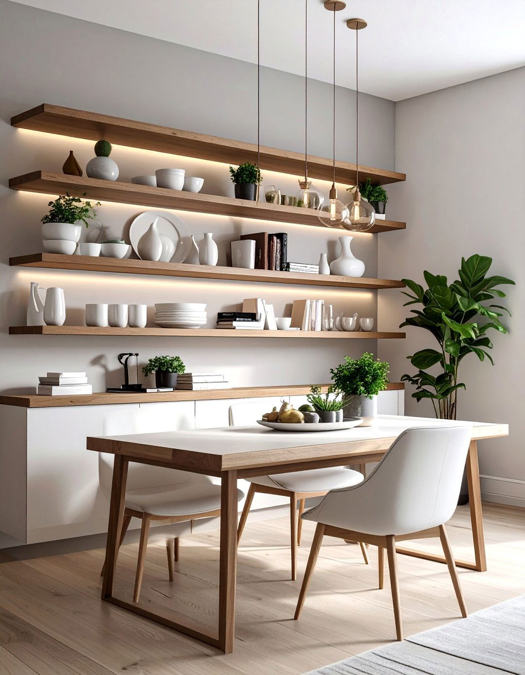 Open Shelving with Curated Display Items - 40 Luxurious Dining Room Ideas for Elegant Entertaining