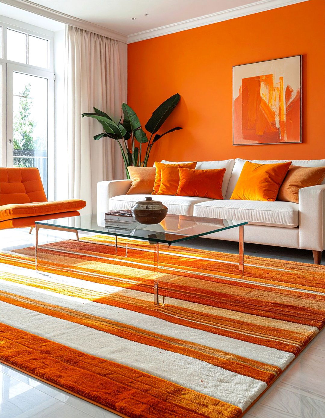 Orange Striped Area Rug - 30 Orange Room Ideas to Brighten Your Home
