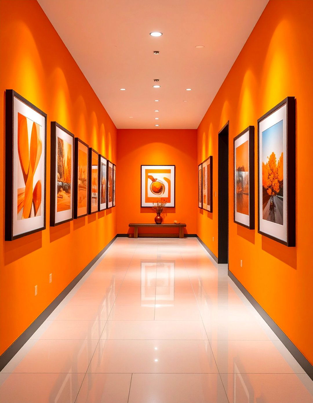 Orange Themed Gallery Wall - 30 Orange Room Ideas to Brighten Your Home