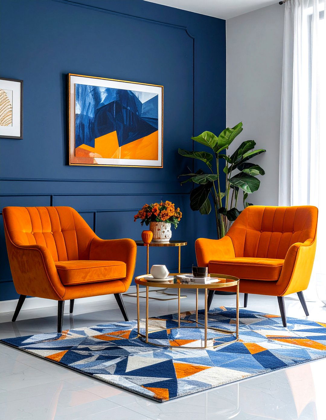 Orange and Navy Blue for a Dynamic Contrast - 30 Orange Room Ideas to Brighten Your Home