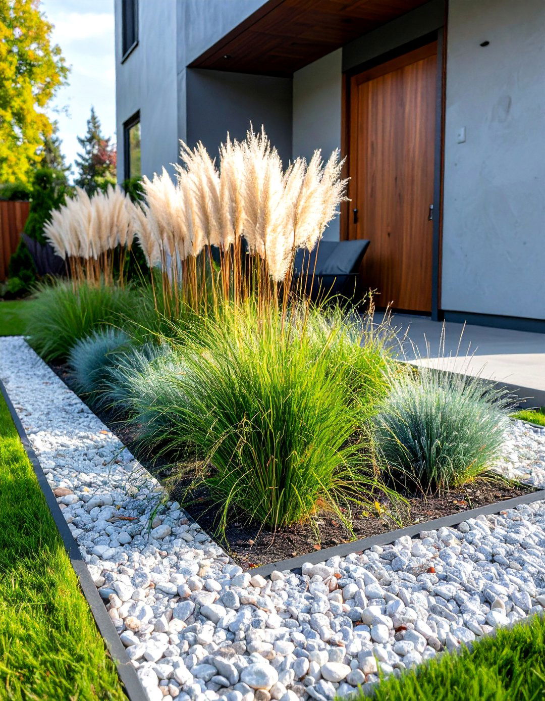 Ornamental Grasses for a Modern Aesthetic - 40 Small Front Yard Landscaping Ideas to Boost Curb Appeal
