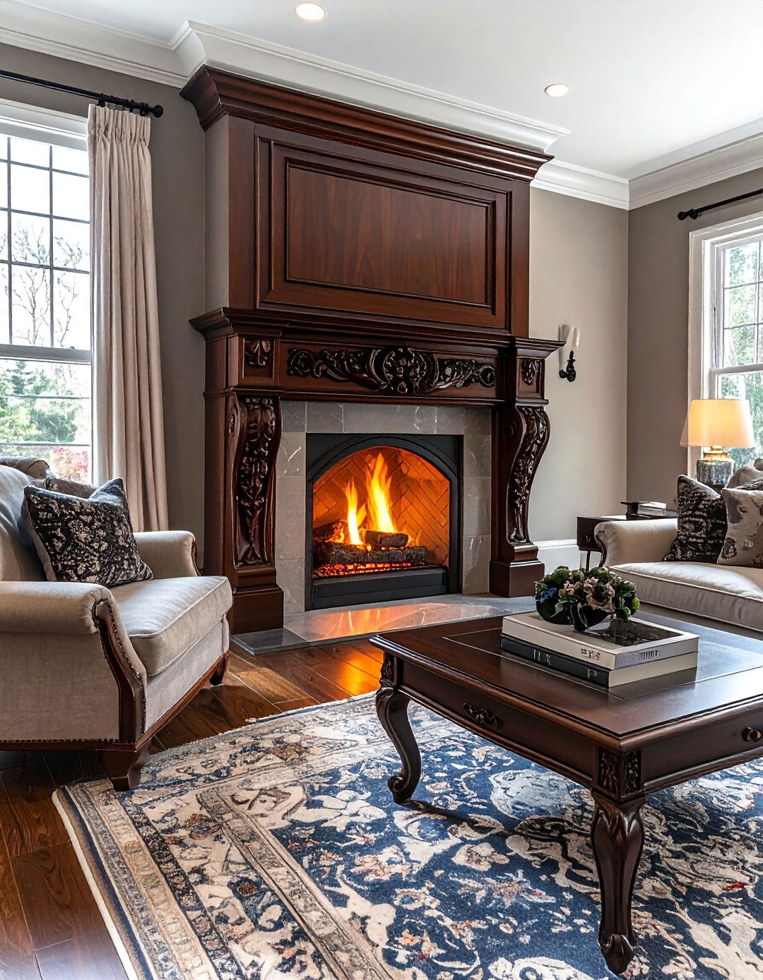 Ornate Carved Wood Mantel Corner Fireplace - 25 Corner Fireplace Ideas to Cozy Up Your Living Space