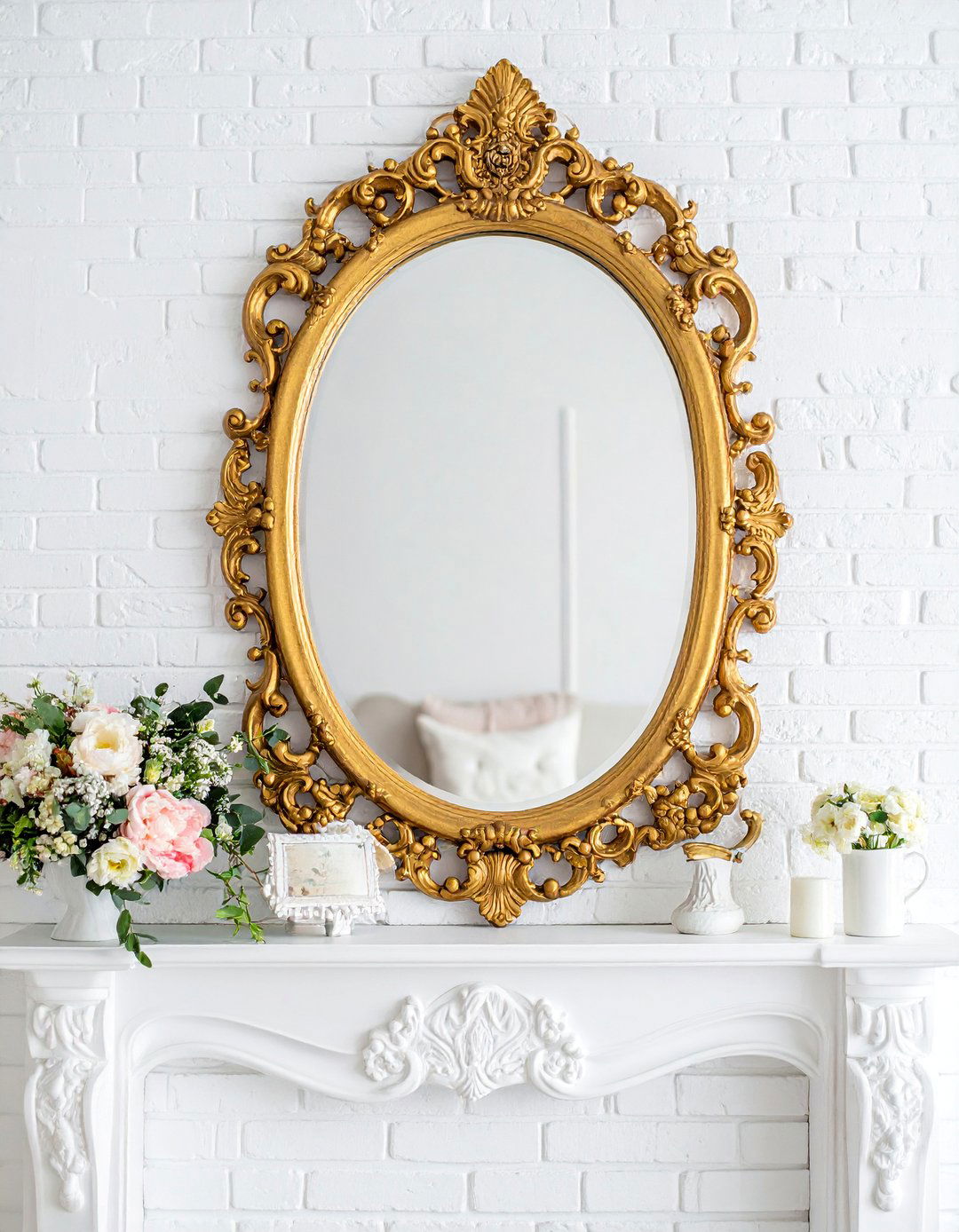 Ornate Gilded Mirror Above the Mantel - 25 Shabby-chic Style Living Room Ideas for Charm