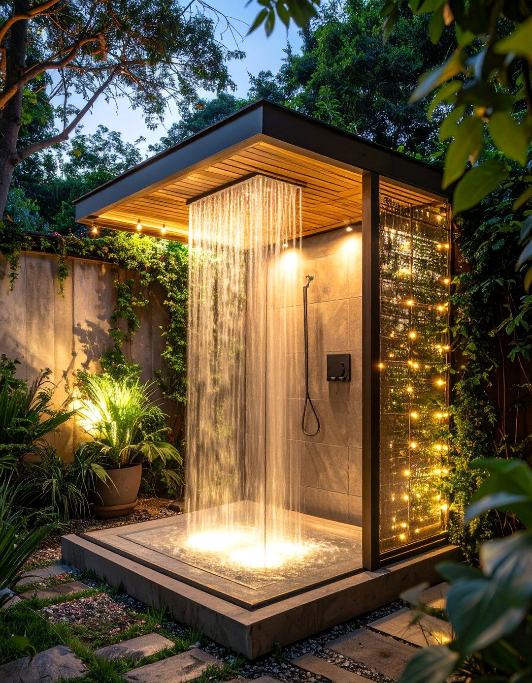 Outdoor Shower Privacy - 40 Garden Lighting Ideas to Illuminate Your Outdoor Space