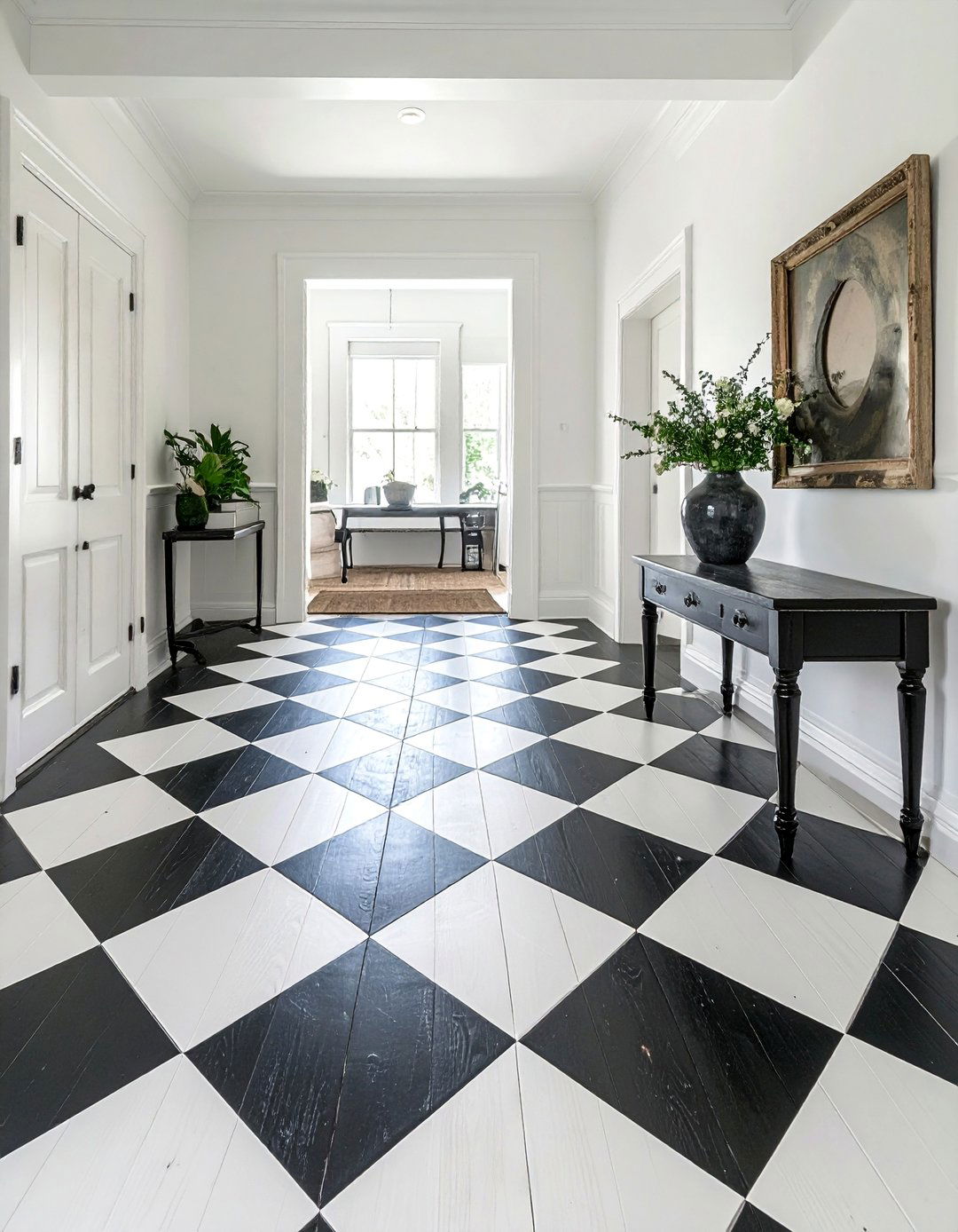 Painted Checkerboard Wood Flooring - 40 Farmhouse Flooring Ideas to Enhance Your Home's Charm